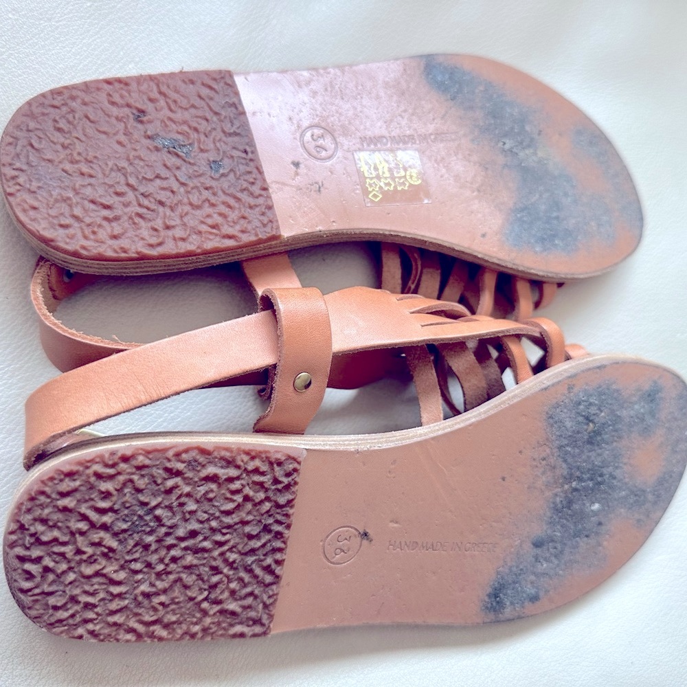 Ancient Greek Sandals - Woven Leather - Flat Sandals Natural - Size 36 - Picture 7 of 7